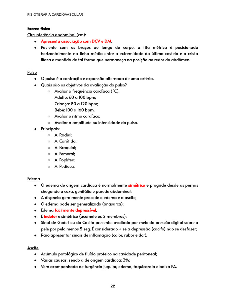 Avaliação em Fisioterapia Cardiovascular | PDF | Pressão sanguínea ...