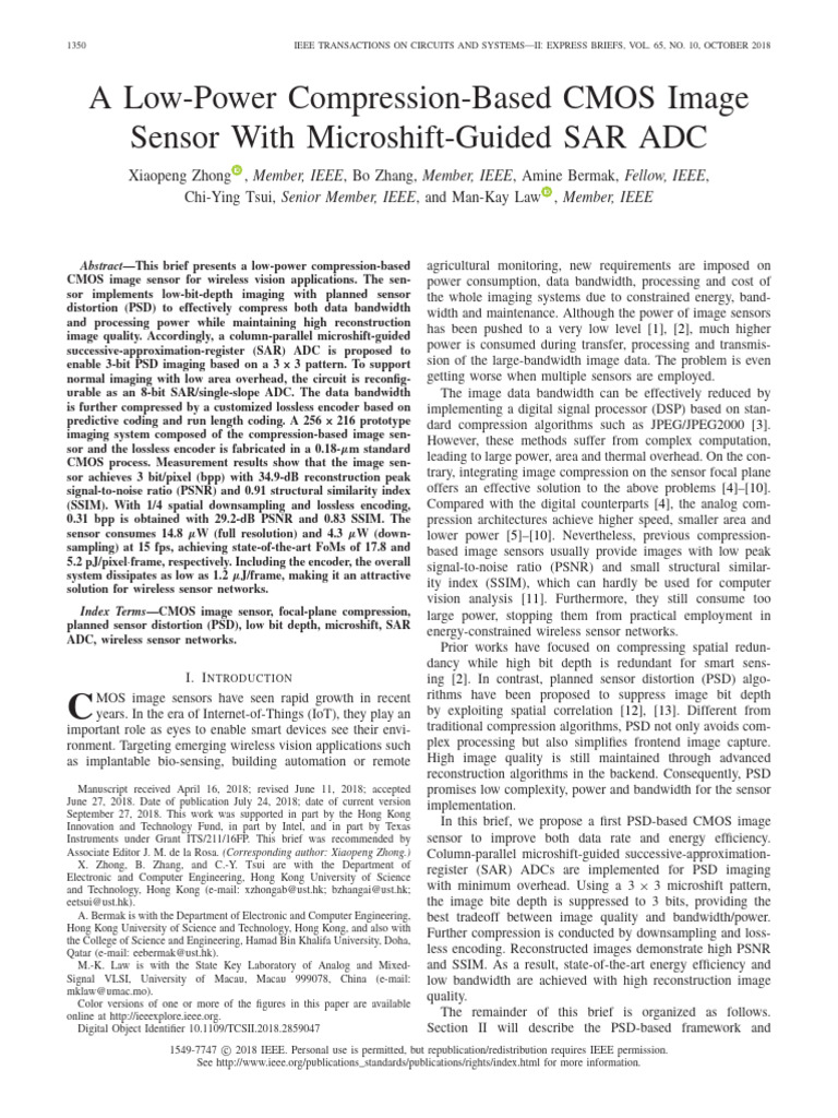 Low-Power CMOS Image Sensor Design | PDF | Analog To Digital Converter ...