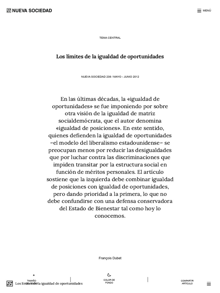 Límites de la Igualdad de Oportunidades | PDF | Discriminación y ...