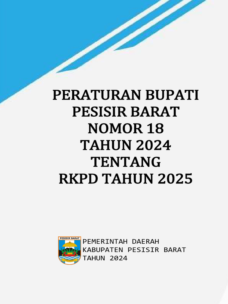 RKPD Pesisir Barat 2025: Peraturan Bupati | PDF