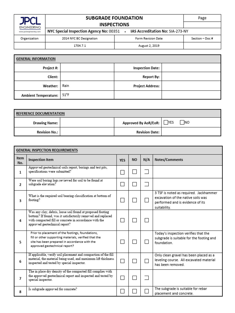 Subgrade & Footing Template | PDF