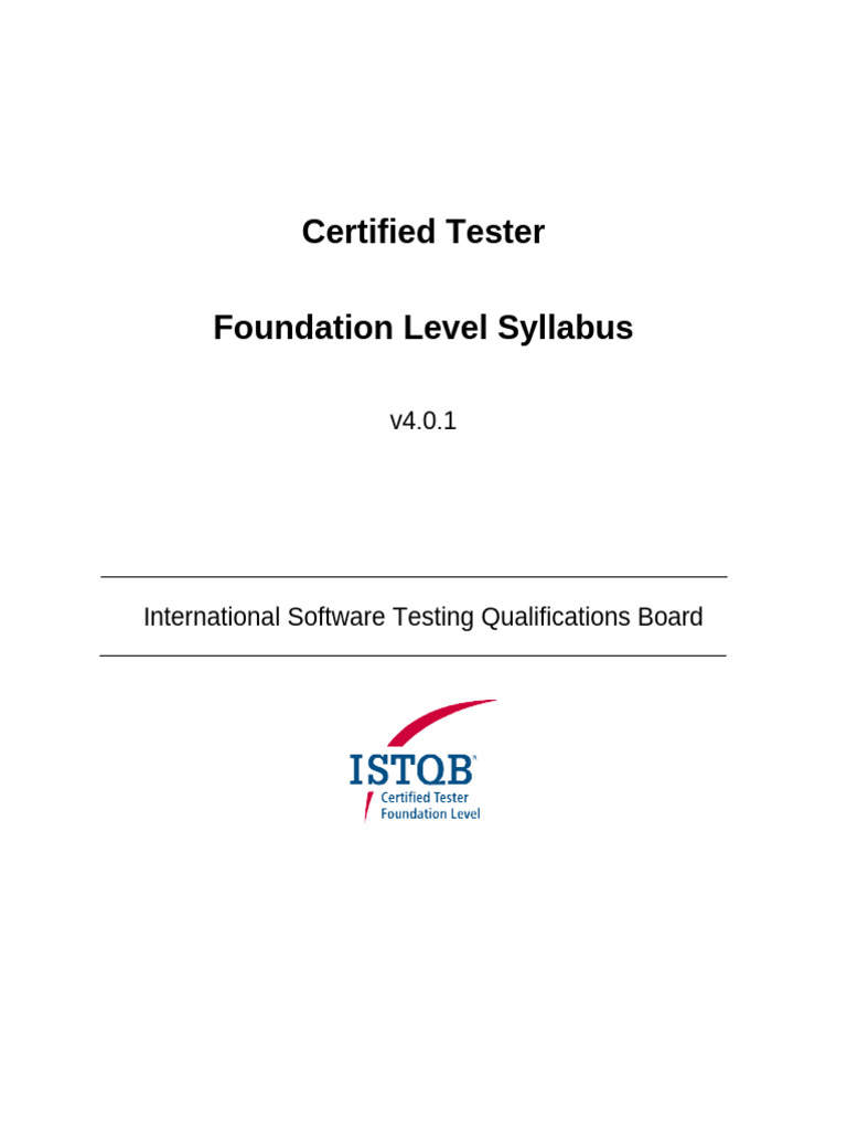 ISTQB Certified Tester Syllabus v4.0.1 | PDF | Software Testing ...