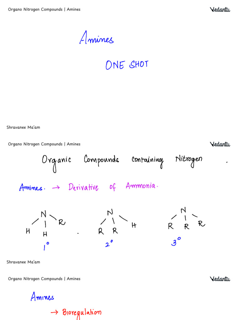 Organo Nitrogen Compounds: Amines | PDF | Chemistry | Organic Chemistry