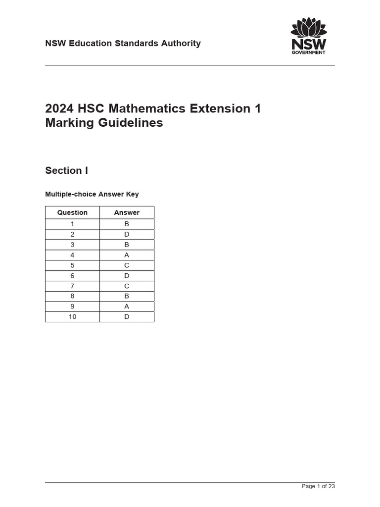 2024 HSC Math Extension 1 Guidelines | PDF | Mathematical Analysis ...