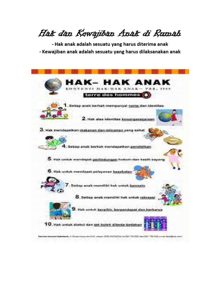 Hak Dan Kewajiban Anak Di Rumah
