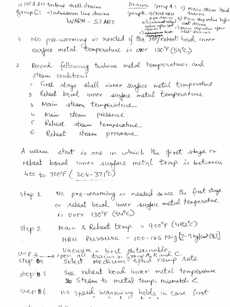 Steam Turbine Startup Procedure PDF
