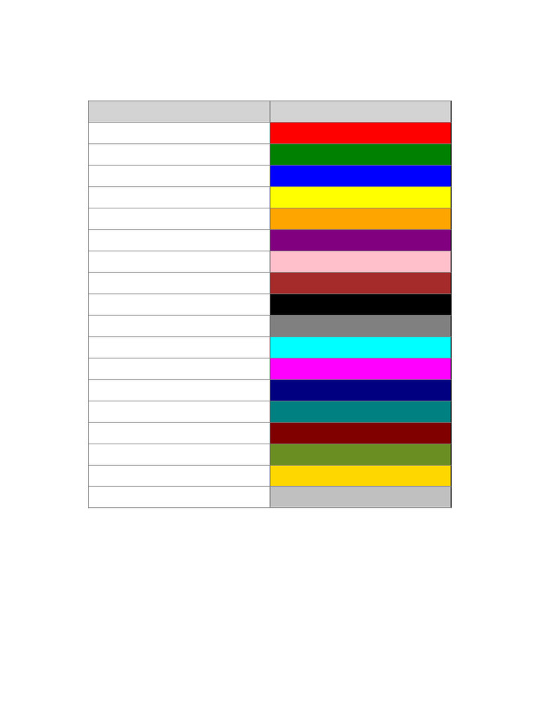 Color Names with Swatches List | PDF