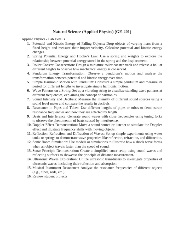 Applied Physics Lab Outline | PDF | Waves | Sound