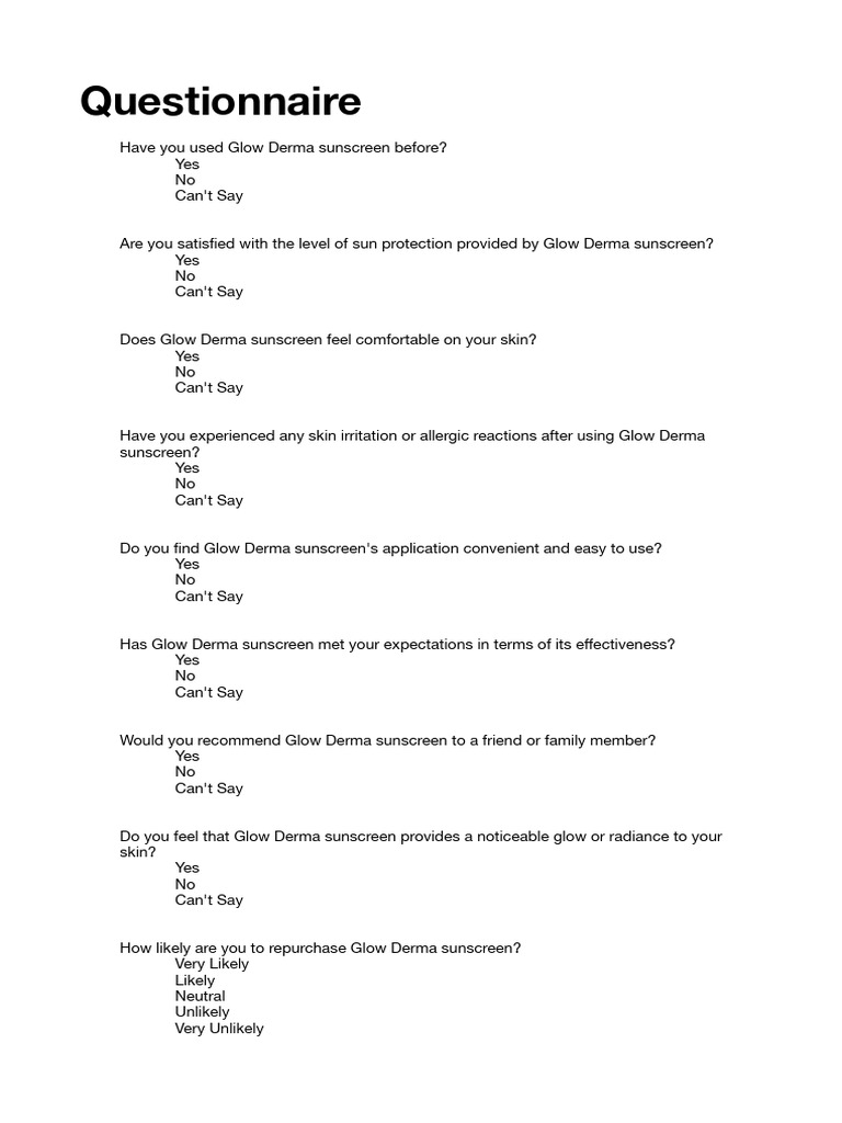 Questionnaire | PDF