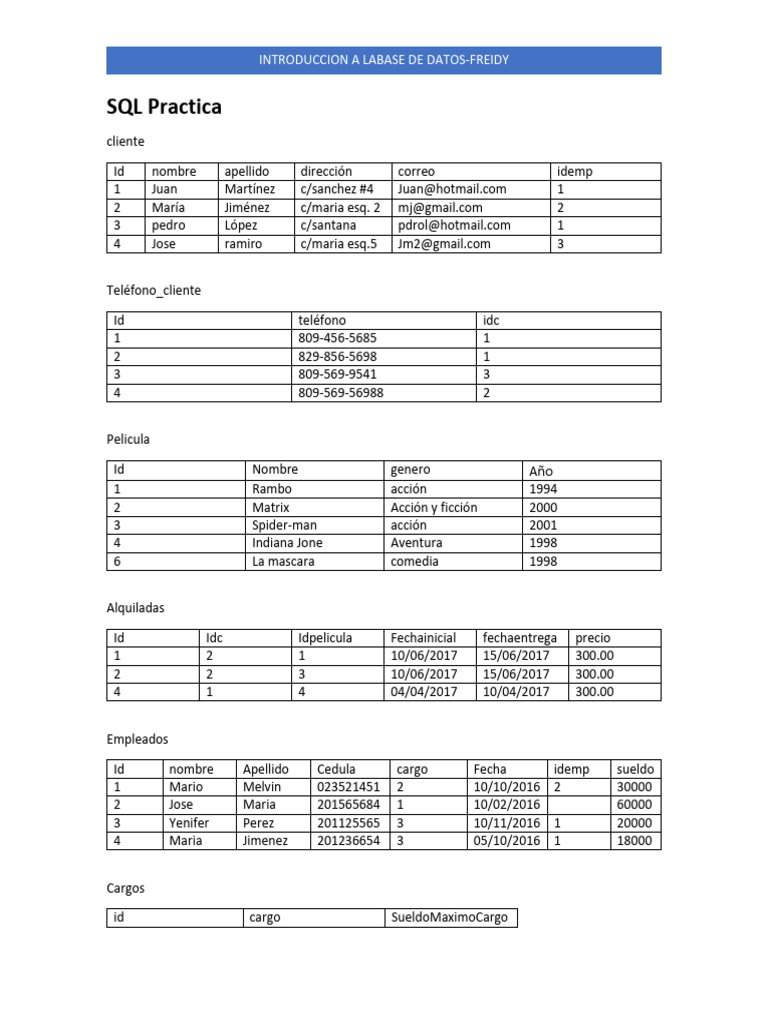 Introducción a SQL y Bases de Datos | PDF