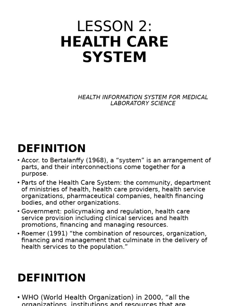 Lesson 2 - His | PDF | Health Care | Health System