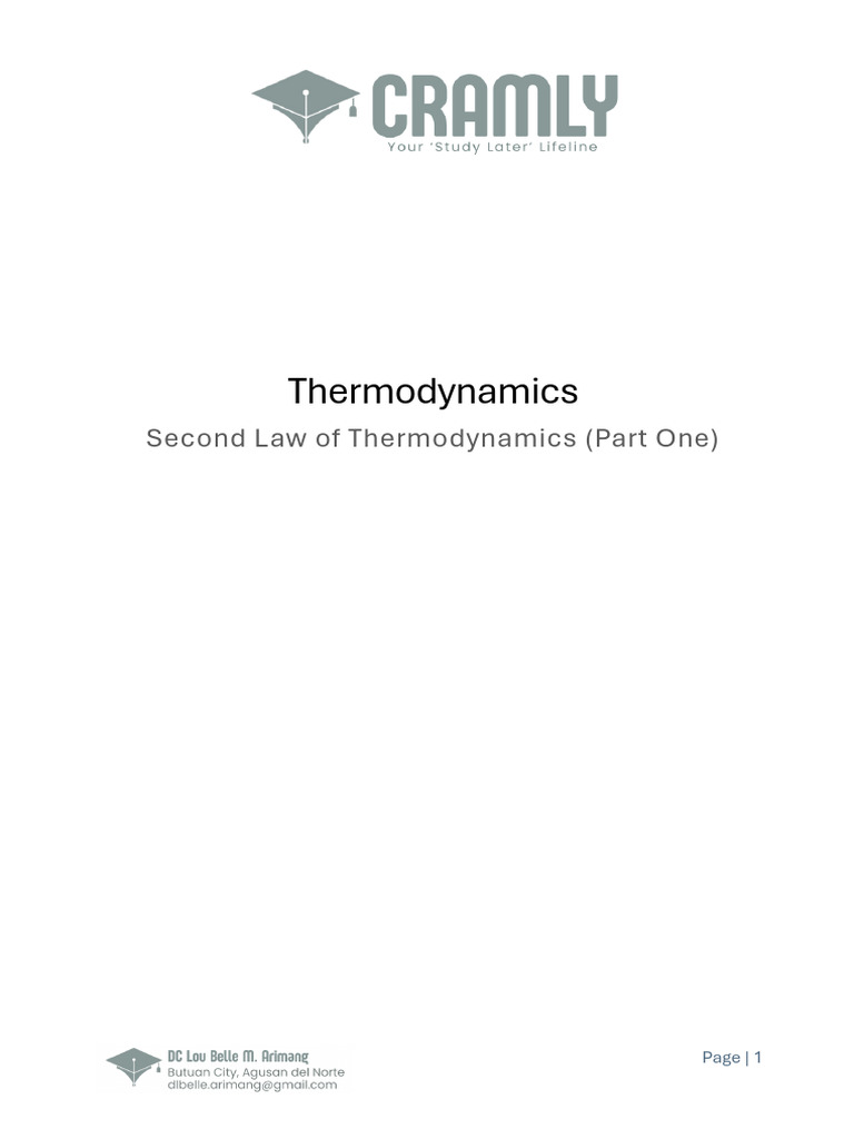Lecture Notes On Second Law of Thermodynamics - 050353 | PDF | Heat ...