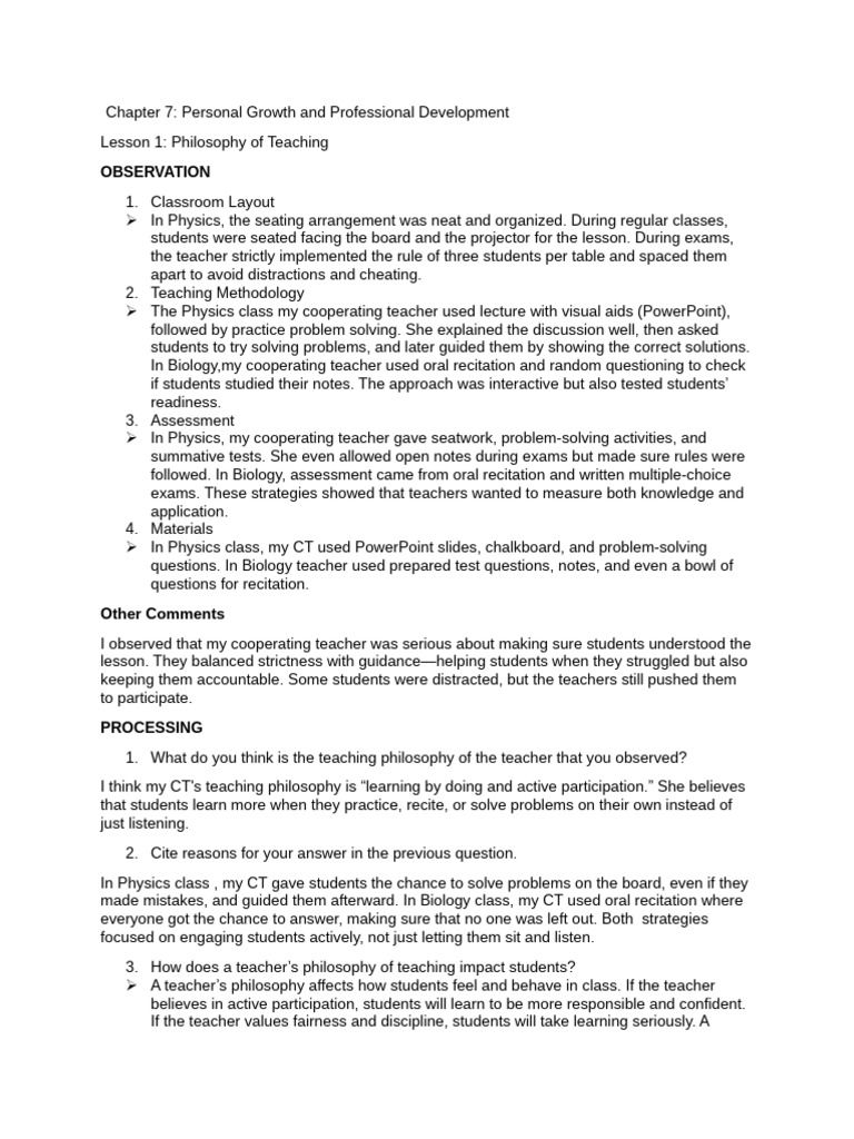 FS1 Chapter 7 Lesson 12345 | PDF | Teachers | Learning