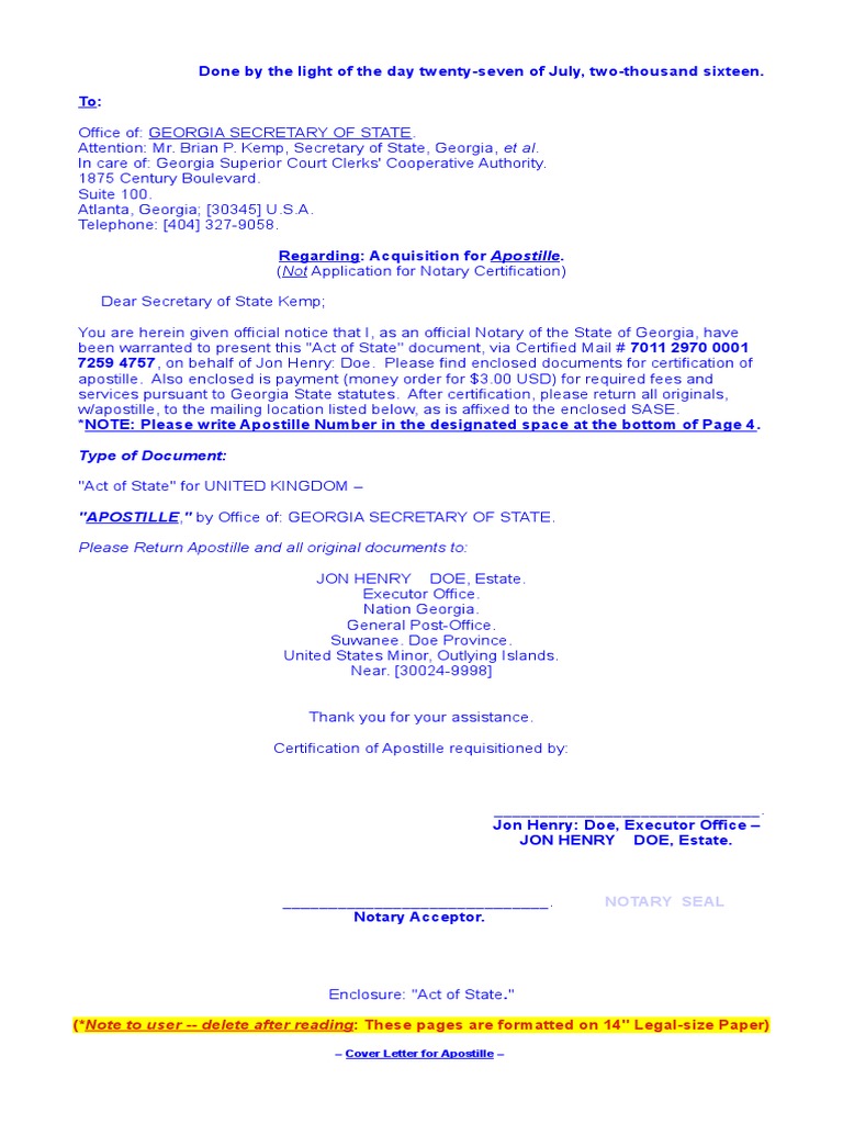 apostille affidavit status template political