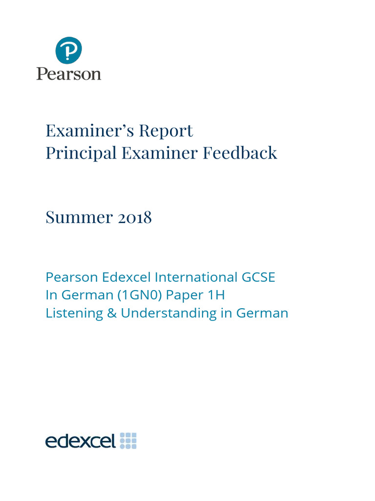 Edexcel GCSE German Listening Report 2018 | PDF | Grammar | Linguistics