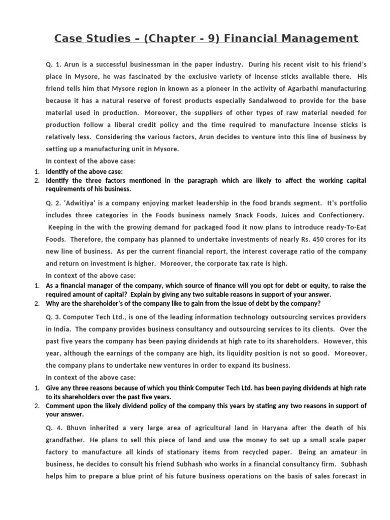 Financial Management Case Studies Analysis | PDF | Dividend | Investing