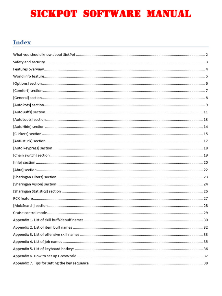 SickPot Software User Manual Guide | PDF | Keyboard Shortcut | Computing