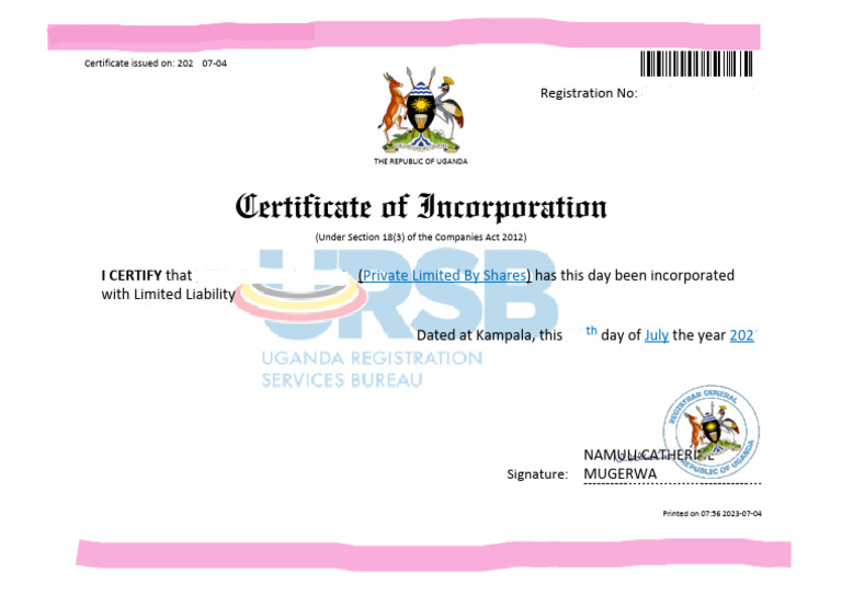 Certificate Of Incorporation For Beta Leaf U Limited PDF