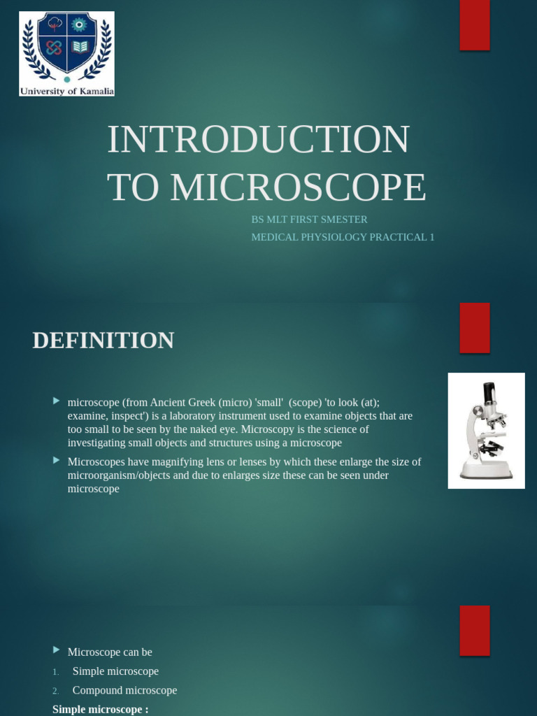 Introduction to Microscope | PDF | Microscopy | Microscope