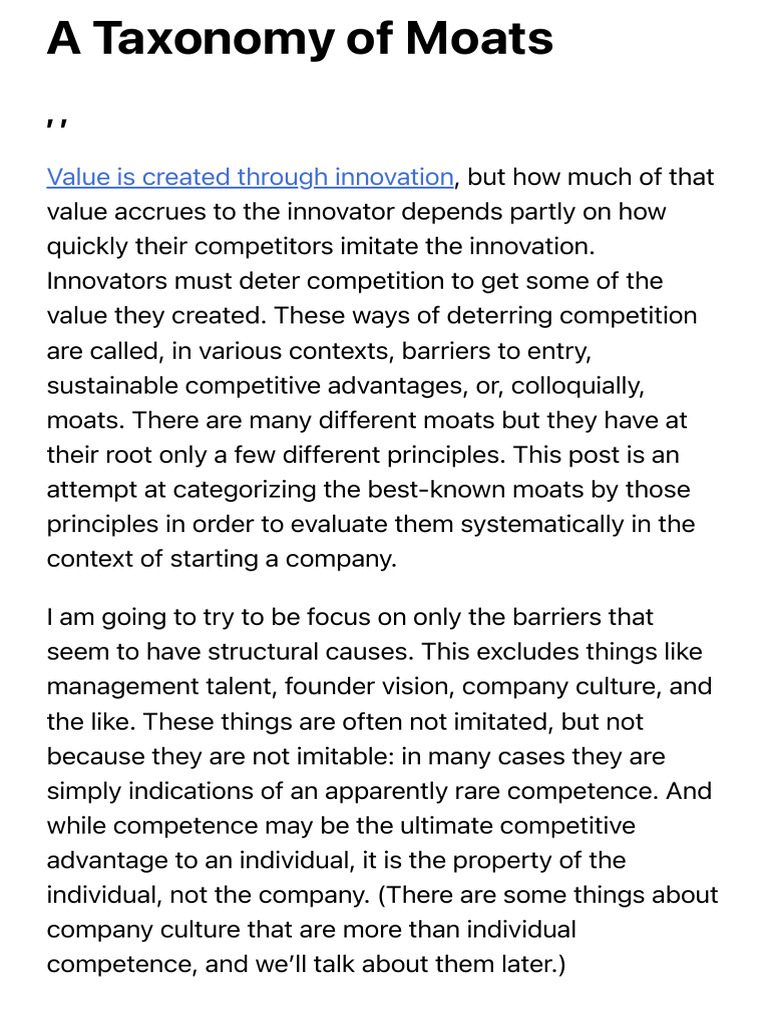 Understanding Competitive Moats | PDF | Patent | Innovation