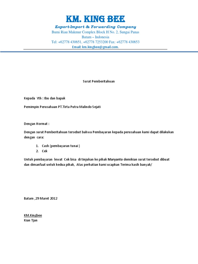 Surat Pemberitahuan Pdf