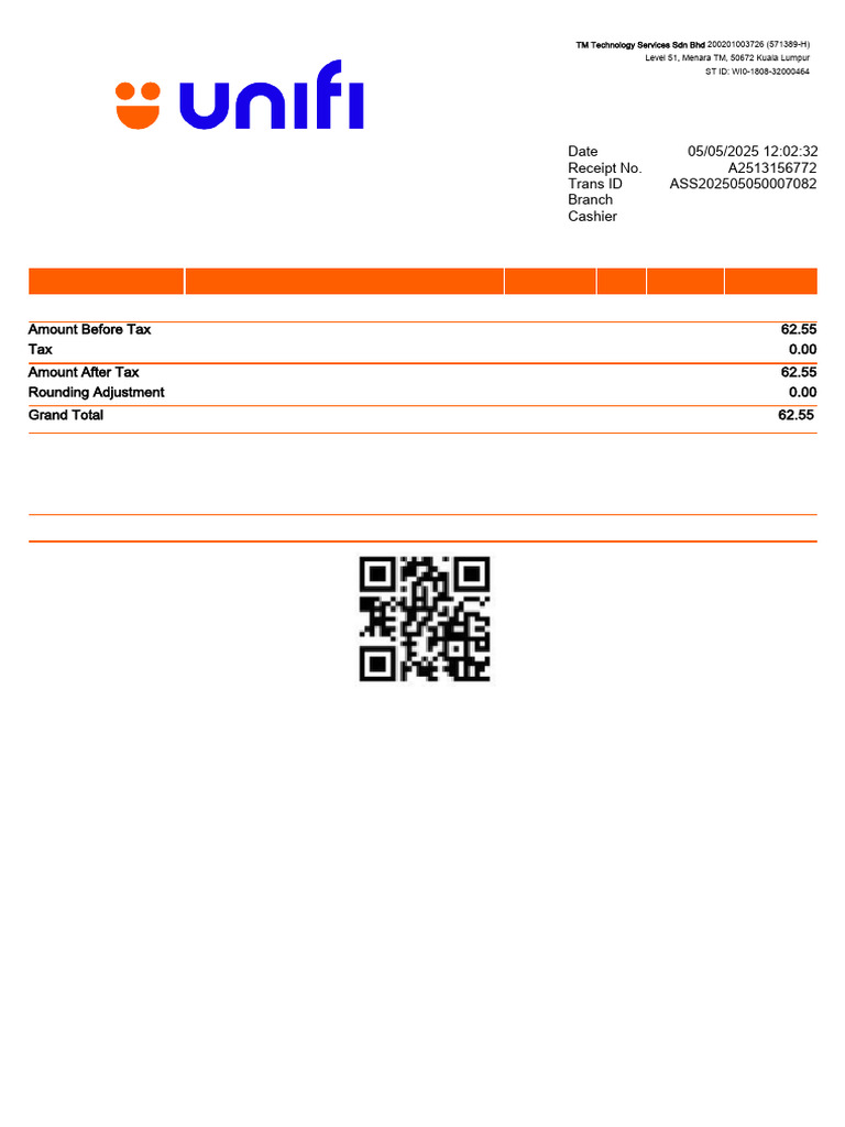 Unifi Bill Payment Receipt - 05/05/2025 | PDF