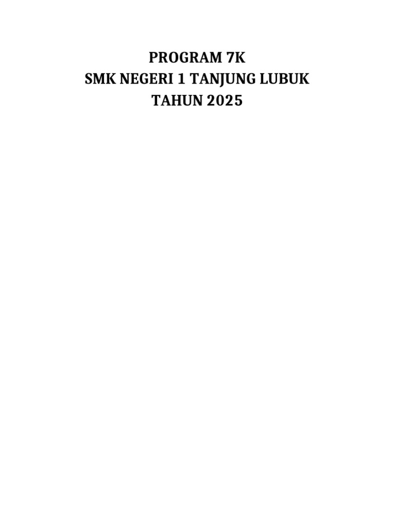 Program 7K SMK Negeri 1 Tanjung Lubuk | PDF