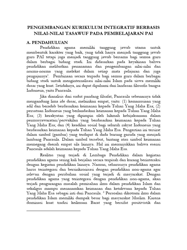Kurikulum Integratif PAI Berbasis Tasawuf | PDF
