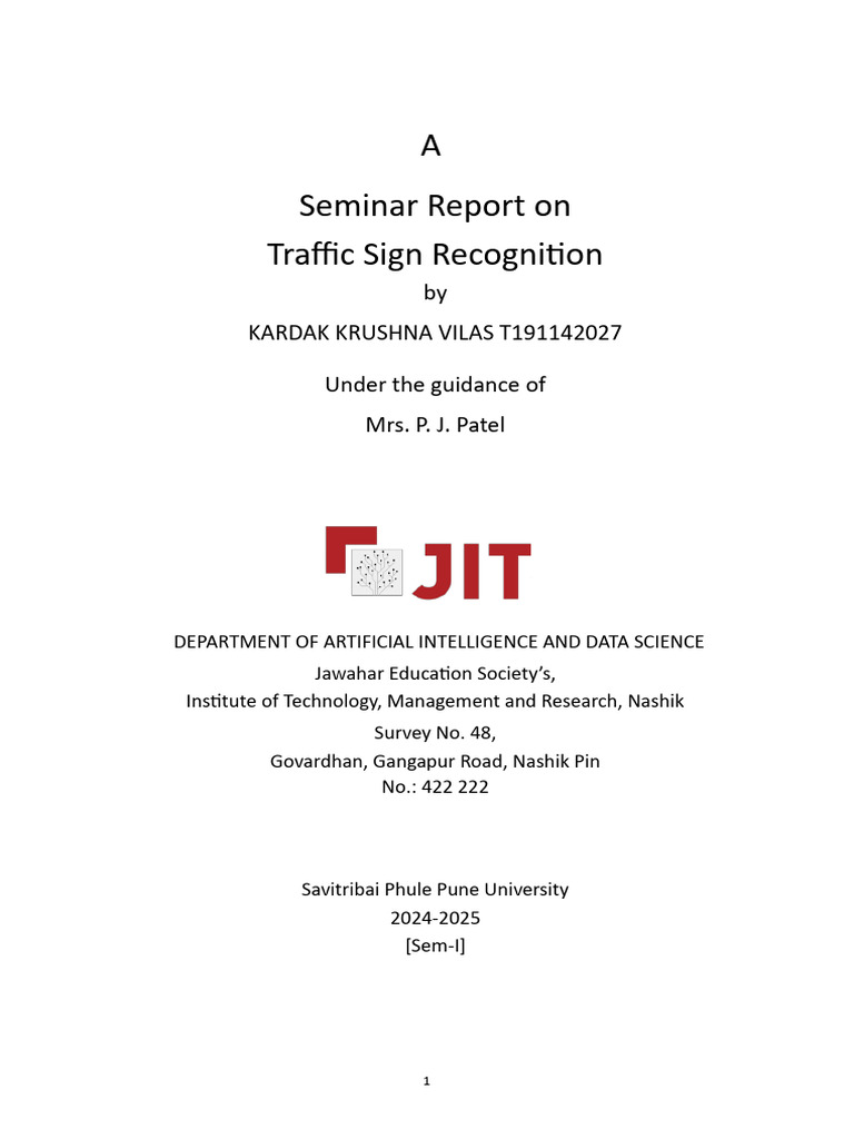 Traffic Sign Recognition Seminar Report | PDF | Deep Learning ...