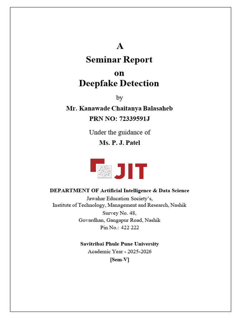 Deepfake Detection Seminar Report | PDF | Artificial Intelligence ...