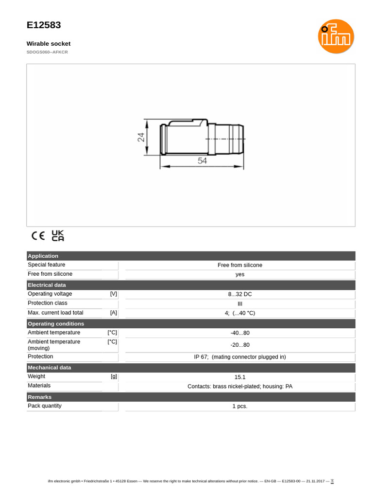Wirable Socket Specifications E12583 | PDF