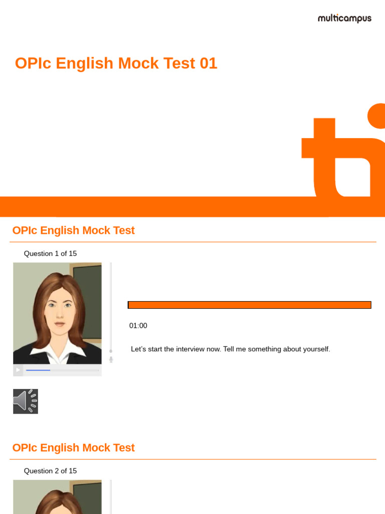 OPIc English Mock Test Practice Questions | PDF