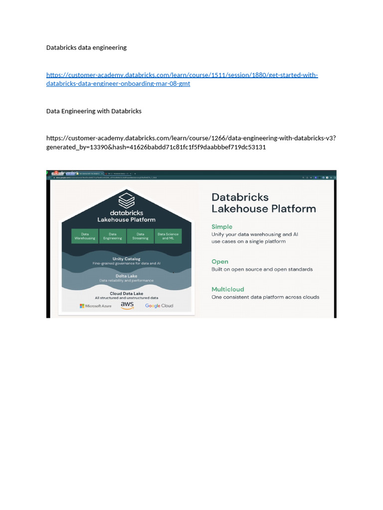 Databricks Data Engineering Overview | PDF