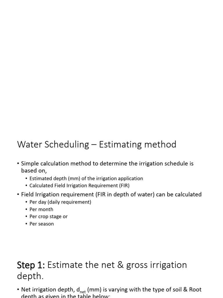 Irrigation Scheduling Estimating Method - 3 | PDF | Irrigation | Crops