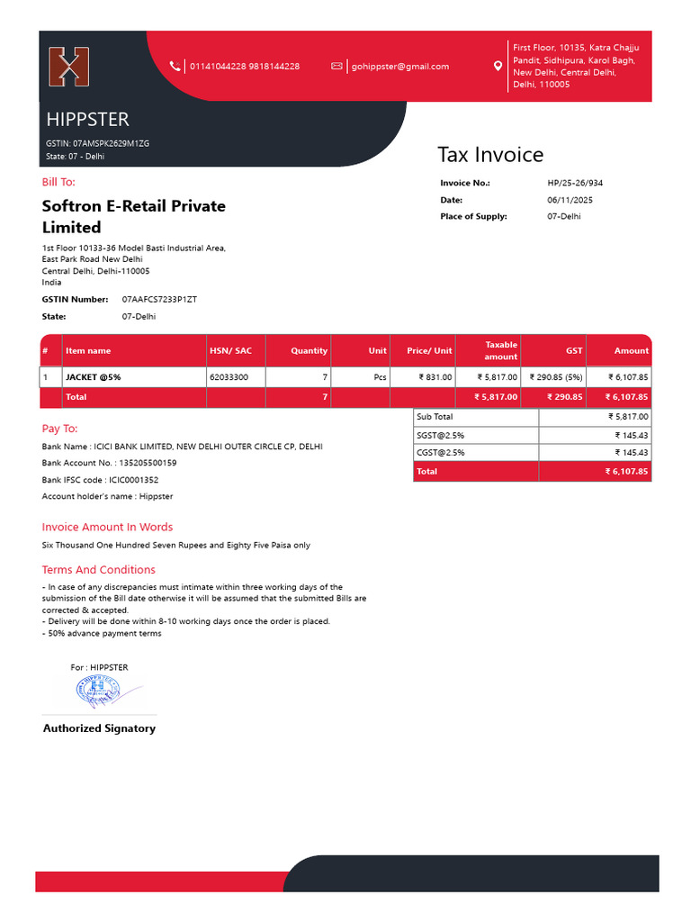GST Invoice for HIPPSTER Purchase | PDF | Rupee | Invoice
