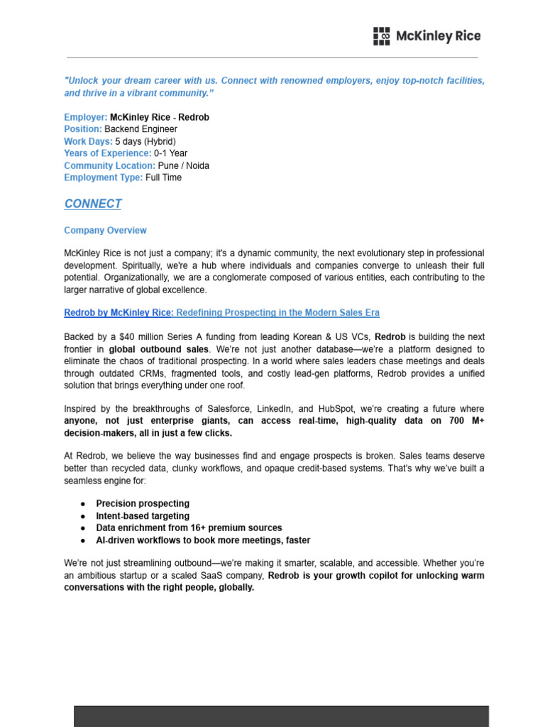 Redrob - Backend Engineer - JD | PDF | Scalability | Cloud Computing