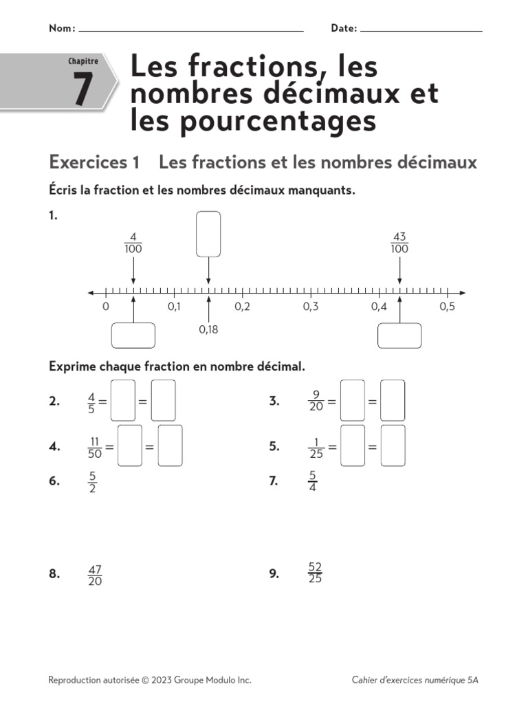 Fractions, Décimaux et Pourcentages | PDF | Arithmétique