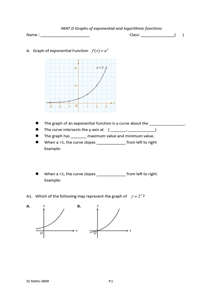 Exponential and Logarithmic Graphs Guide | PDF | Exponential Function ...