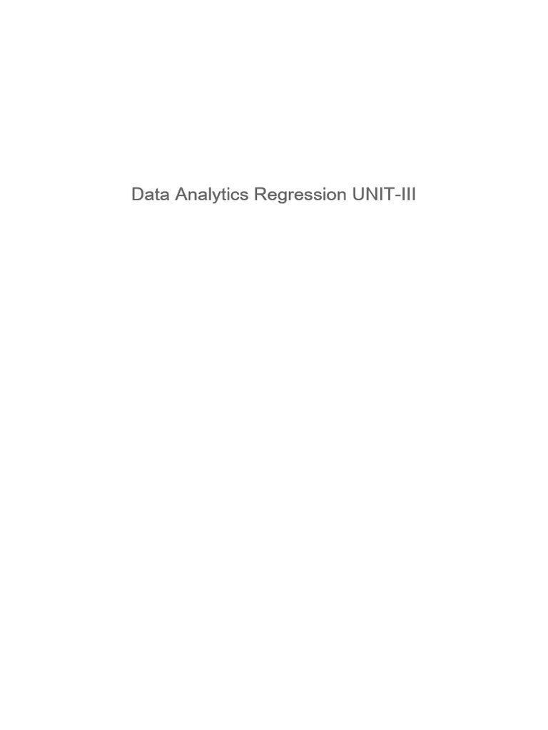 Data Analytics Regression Concepts | PDF | Regression Analysis ...