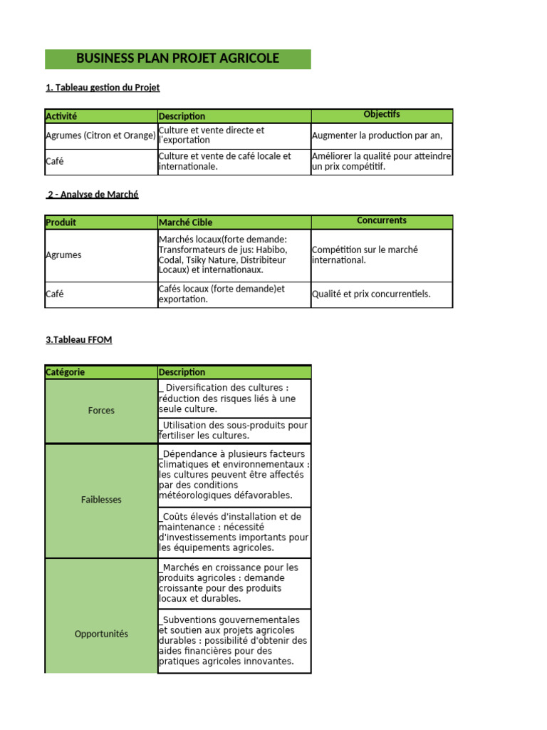 Business Plan Projet Agricole 2023 | PDF | Fertilisant | Commercialisation