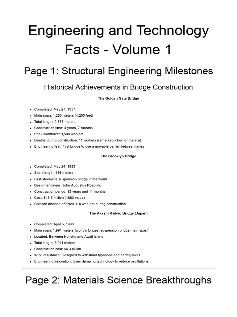 Engineering Milestones and Innovations | PDF | Water Purification ...