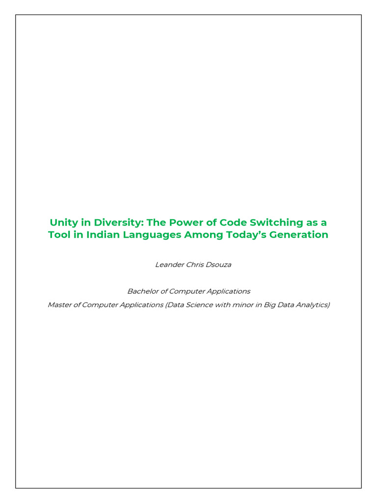 Code Switching in Indian Languages | PDF | Multilingualism | English ...