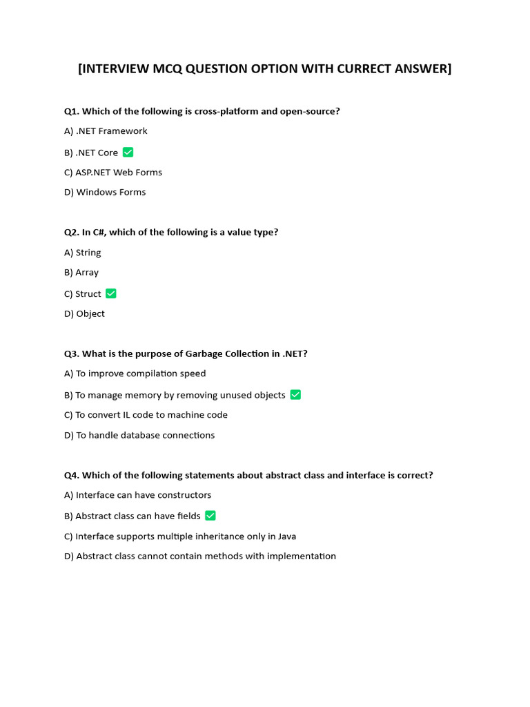 .NET Interview Questions with Answers | PDF | C Sharp (Programming ...