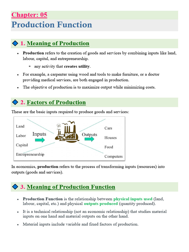 Microeconomics CH 05 Production Function | PDF | Production Function ...