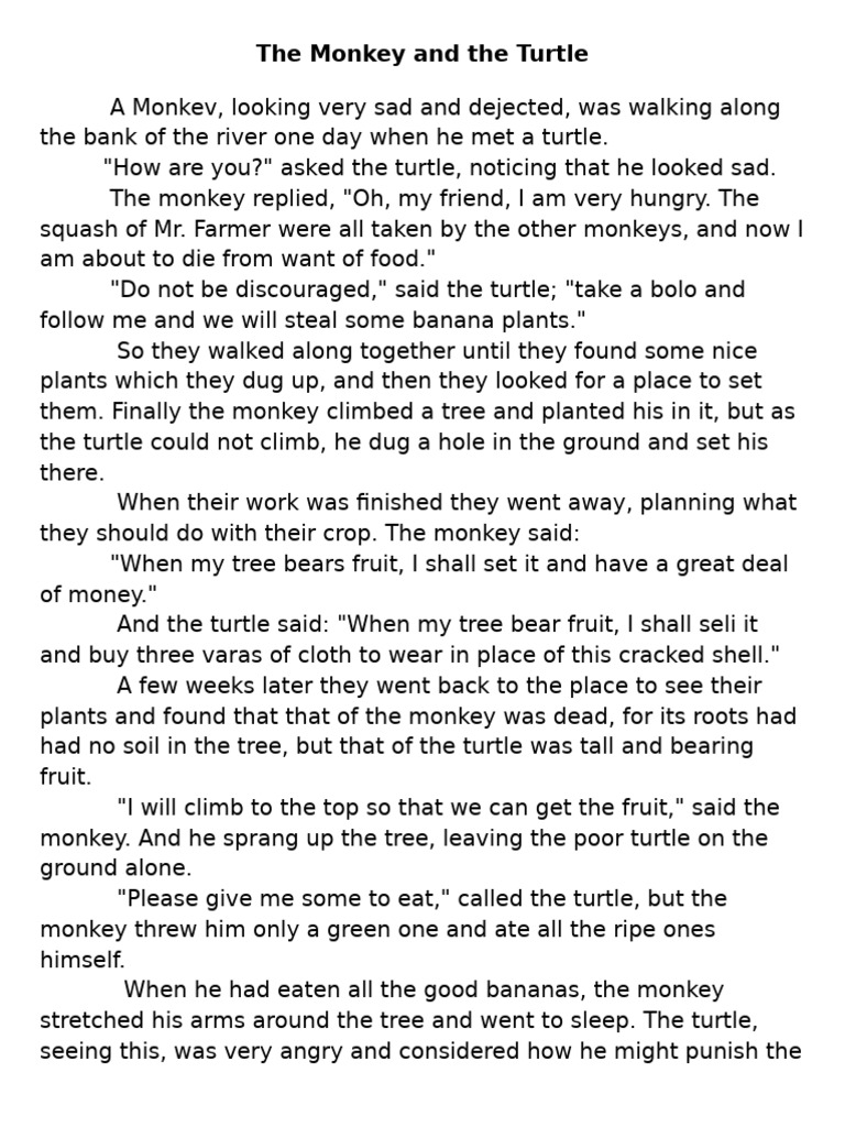 The Monkey and The Turtle | PDF