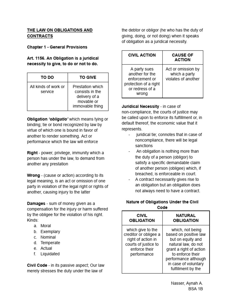 Understanding Obligations and Contracts | PDF | Negligence | Law Of ...