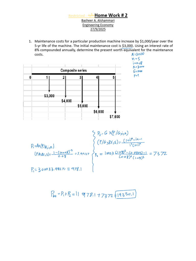 Engineering Economy Homework Solutions | PDF
