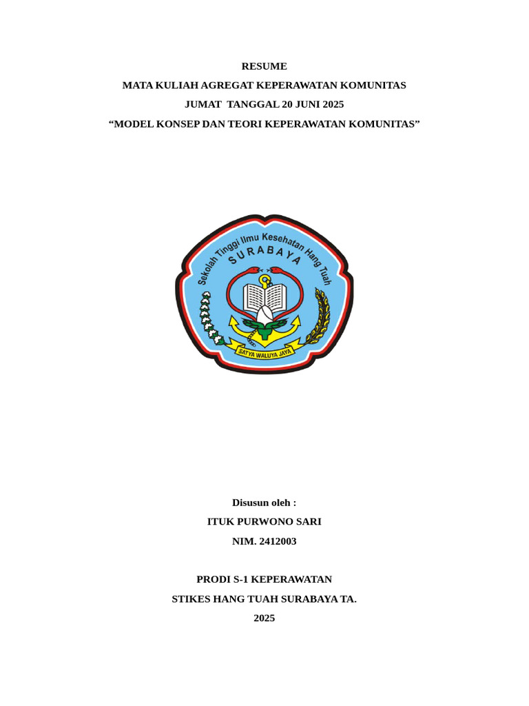 RPL 3A_2412003_ITUK P SARI_RESUME MODEL KONSEP DAN TEORI KEP KOM | PDF