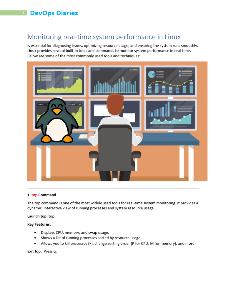 Real-Time Linux Performance Monitoring Tools | PDF | Input/Output | Linux