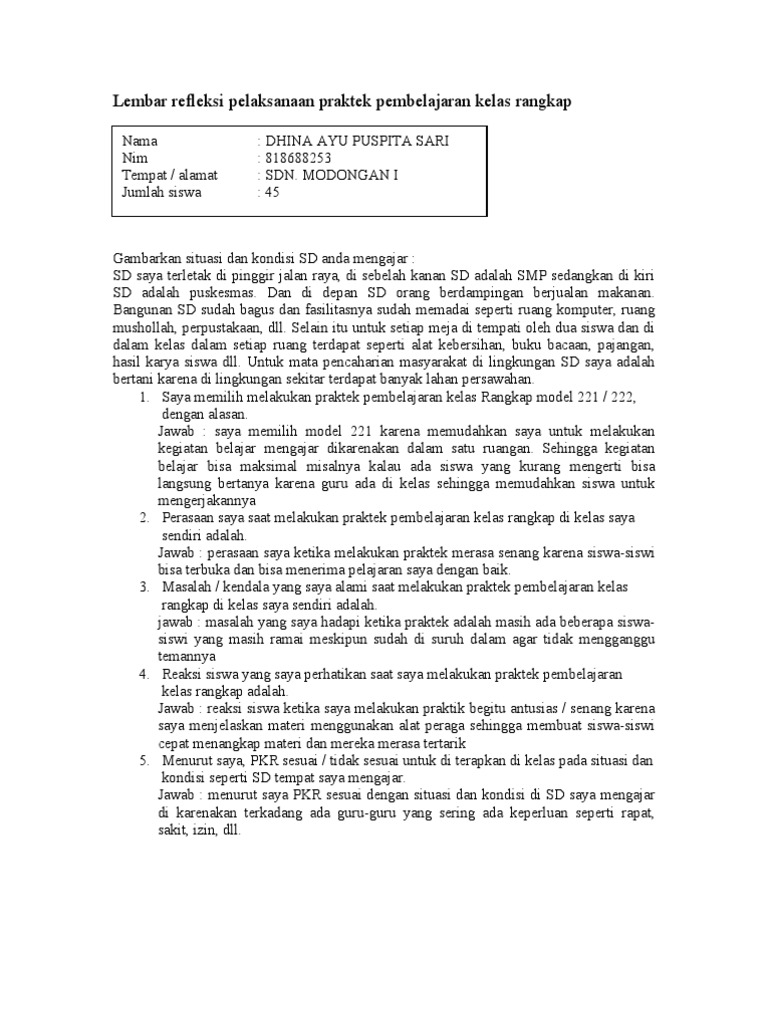 Rpp Kelas Rangkap Model 221 Doc Ilmusosial Id